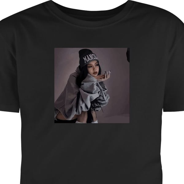Barn T-skjorte Lisa Blackpink Kpop Idol Music Star Svart 9-11 År