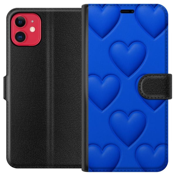 Kompatibelt Plånboksfodral till Apple iPhone 11 Blue Hearts Kompatibelt Plånboksfodral till Apple iPhone 11 Blue Hearts