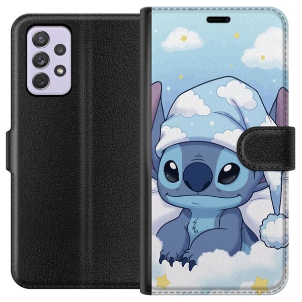 Kompatibelt Lommeboketui til Samsung Galaxy A52s 5G Stitch godnatt skyer sovende søt leggetid skyer kawaii koselig blå figur myk estetisk plakat