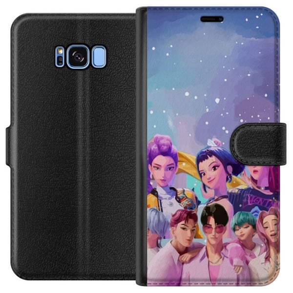 Kompatibelt Plånboksfodral till Samsung Galaxy S8 HuntrX Collab motiv med färgstarka KPopkaraktärer i modern futuristisk stil med glittrande detaljer