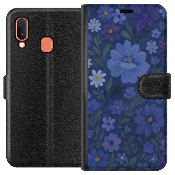 Kompatibelt Lommeboketui til Samsung Galaxy A20e Midnattsblomster i en dypblå drømmeaktig sommerkveld Kompatibelt Lommeboketui til Samsung Galaxy A20e Midnattsblomster i en dypblå drømmeaktig sommerkveld