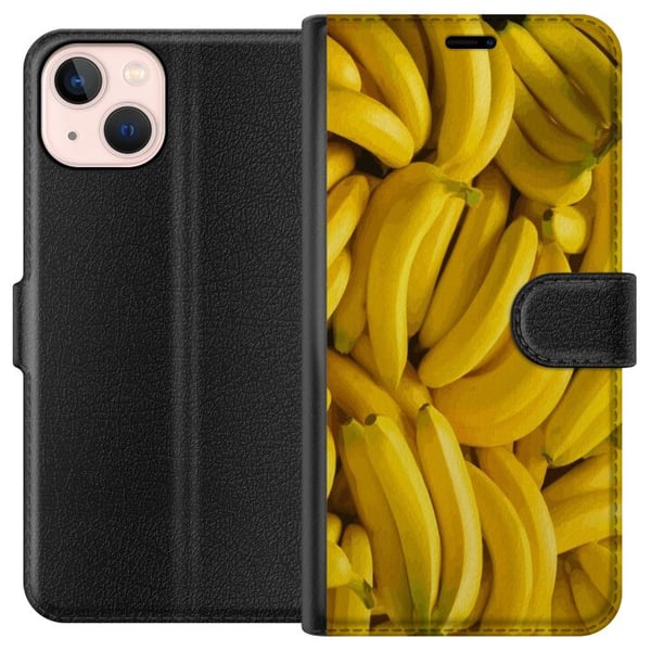 Kompatibelt Plånboksfodral till Apple iPhone 13 mini Banana Pattern – lekfullt mönster med gula bananer Kompatibelt Plånboksfodral till Apple iPhone 13 mini Banana Pattern – lekfullt mönster med gula bananer