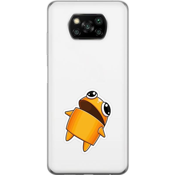 Kompatibel Mobilcover til Xiaomi Poco X3 NFC Orange tegnet figur med store øjne og dynamisk positur i energifyldt, legende stil