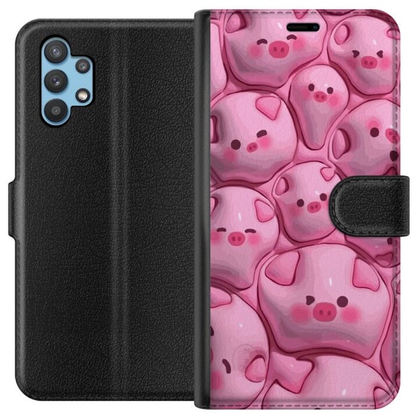 Kompatibelt Plånboksfodral till Samsung Galaxy A32 5G Bubbliga Grisar Kompatibelt Plånboksfodral till Samsung Galaxy A32 5G Bubbliga Grisar