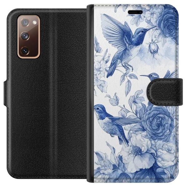 Kompatibelt Lommeboketui til Samsung Galaxy S20 FE Blått mønster med fugler og blomster retro Kompatibelt Lommeboketui til Samsung Galaxy S20 FE Blått mønster med fugler og blomster retro