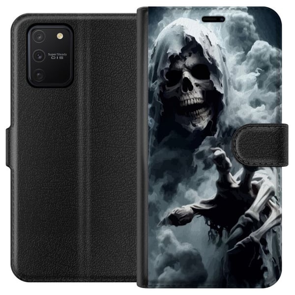 Kompatibelt Lommeboketui til Samsung Galaxy S10 Lite død mannen med ljåen plakat hodeskalle hodeskalle skrekk skrekk mørk spøkelse spøkelse skummel t Kompatibelt Lommeboketui til Samsung Galaxy S10 Lite død mannen med ljåen plakat hodeskalle hodeskalle skrekk skrekk mørk spøkelse spøkelse skummel t