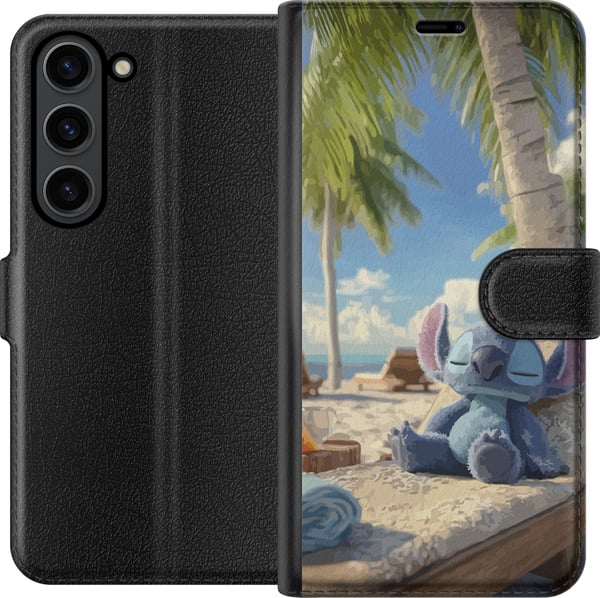 Kompatibelt Lommeboketui til Samsung Galaxy S24 Stitch Disney-figur med tropisk strandmotiv
