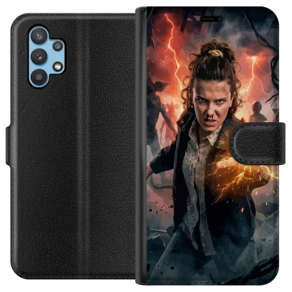 Kompatibelt Plånboksfodral till Samsung Galaxy A32 5G Fantasy porträtt av ung kvinna med blixtenergi mörk bakgrund dramatisk actionillustration Kompatibelt Plånboksfodral till Samsung Galaxy A32 5G Fantasy porträtt av ung kvinna med blixtenergi mörk bakgrund dramatisk actionillustration