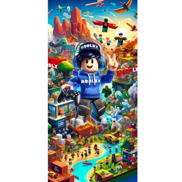 Kompatibel Tegnebogsetui til Apple iPhone 13 Pro Stor, detaljeret Roblox-verden fyldt med karakterer, eventyr og farverige miljøer