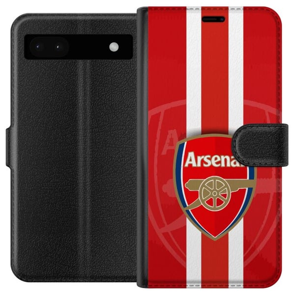 Yhteensopiva Lompakkokotelo Google Pixel 6a Arsenal-logo punavalkoisella taustalla, klassinen jalkapallodesign seuran todellisille faneille