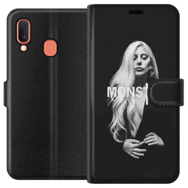 Kompatibelt Lommeboketui til Samsung Galaxy A20e Lady Gaga Monster-portrett – svart-hvitt Lady Gaga-design med sterk MONSTER-typografi og ikonisk loo Kompatibelt Lommeboketui til Samsung Galaxy A20e Lady Gaga Monster-portrett – svart-hvitt Lady Gaga-design med sterk MONSTER-typografi og ikonisk loo
