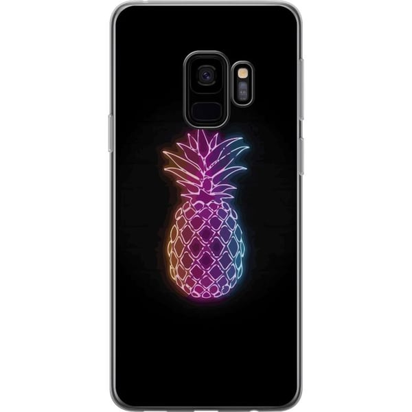 Kompatibelt Mobilskal till Samsung Galaxy S9 Neonillustration av ananas i färgglatt ljus mot svart bakgrund i lekfull design Kompatibelt Mobilskal till Samsung Galaxy S9 Neonillustration av ananas i färgglatt ljus mot svart bakgrund i lekfull design