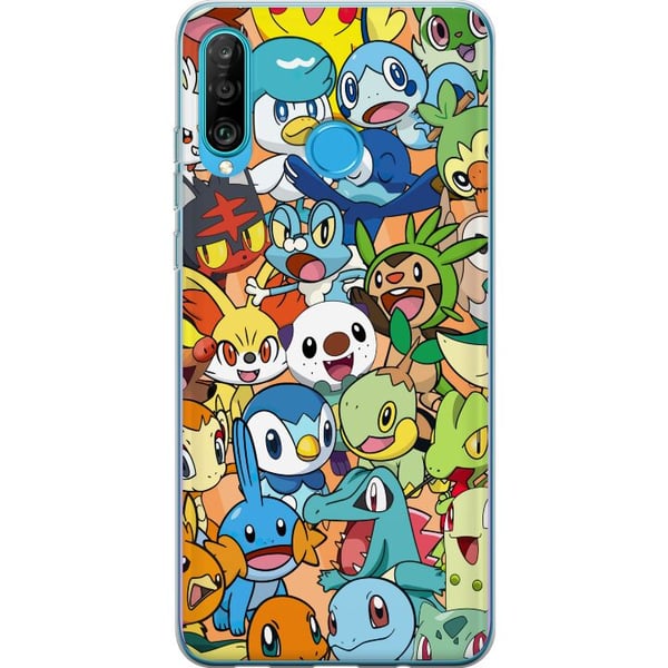 Kompatibel Mobilcover til Huawei P30 lite Pokémon-design – Pikachu-collage i farverig illustration til samlere