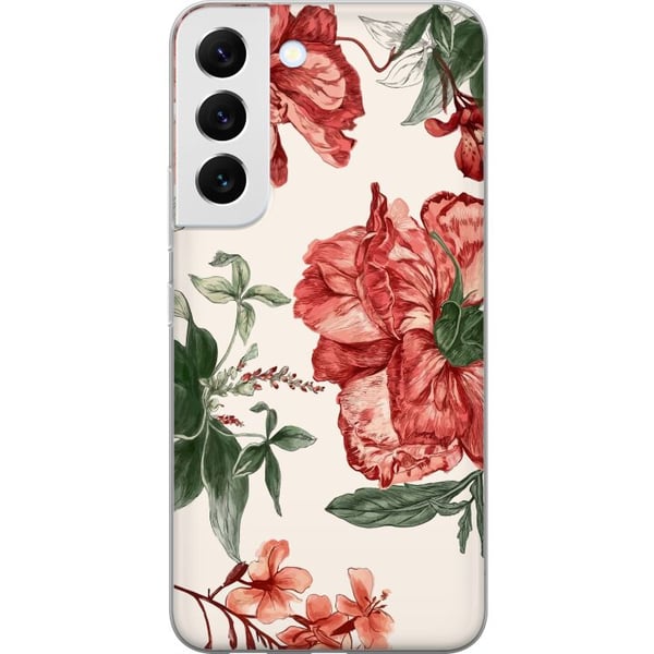 Kompatibelt Mobilskal till Samsung Galaxy S22 5G Röda blommor botaniskt motiv med gröna blad elegant stil för dig som gillar naturens färger Kompatibelt Mobilskal till Samsung Galaxy S22 5G Röda blommor botaniskt motiv med gröna blad elegant stil för dig som gillar naturens färger