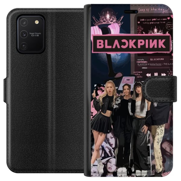 Kompatibelt Lommeboketui til Samsung Galaxy S10 Lite BLACKPINK collage med musikkspiller moteestetikk rosa svart K-pop-design Kompatibelt Lommeboketui til Samsung Galaxy S10 Lite BLACKPINK collage med musikkspiller moteestetikk rosa svart K-pop-design