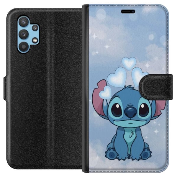 Kompatibelt Plånboksfodral till Samsung Galaxy A32 5G Stitch Hoppande Glädje – Rolig Design för Present Kompatibelt Plånboksfodral till Samsung Galaxy A32 5G Stitch Hoppande Glädje – Rolig Design för Present