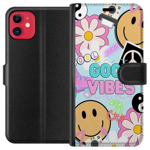 Kompatibel Tegnebogsetui til Apple iPhone 11 Gode Vibrationer Kompatibel Tegnebogsetui til Apple iPhone 11 Gode Vibrationer