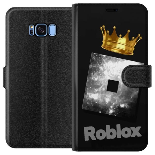 Kompatibelt Plånboksfodral till Samsung Galaxy S8 Minimalistisk Roblox-symbol i svart och silver med gyllene krona och lyxig gamerestetik Kompatibelt Plånboksfodral till Samsung Galaxy S8 Minimalistisk Roblox-symbol i svart och silver med gyllene krona och lyxig gamerestetik