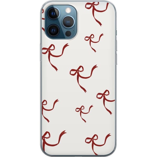 Kompatibel Mobilcover til Apple iPhone 12 Pro Elegant mønster med røde silkebåndsrosetter på lys baggrund for en romantisk og tidløs stemning