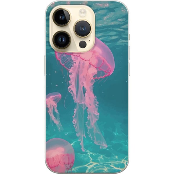 Yhteensopiva Puhelinkuori Apple iPhone 14 Pro Vaaleanpunaiset meduusat kirkkaansinisessä meressä, maaginen vedenalainen design, jossa on rauhallinen, Yhteensopiva Puhelinkuori Apple iPhone 14 Pro Vaaleanpunaiset meduusat kirkkaansinisessä meressä, maaginen vedenalainen design, jossa on rauhallinen,