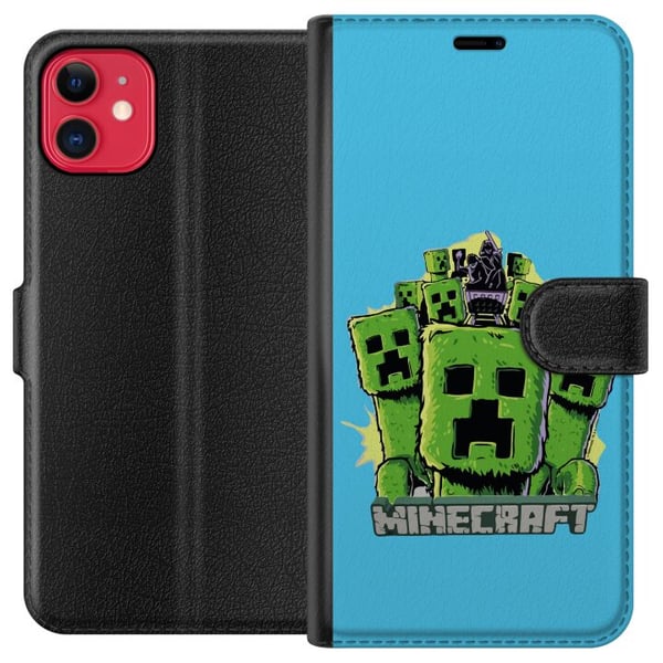 Kompatibel Tegnebogsetui til Apple iPhone 11 Minecraft Creeper-hær i tegneseriestil – grøn Creeper-illustration med klassisk Minecraft-tema for fans Kompatibel Tegnebogsetui til Apple iPhone 11 Minecraft Creeper-hær i tegneseriestil – grøn Creeper-illustration med klassisk Minecraft-tema for fans
