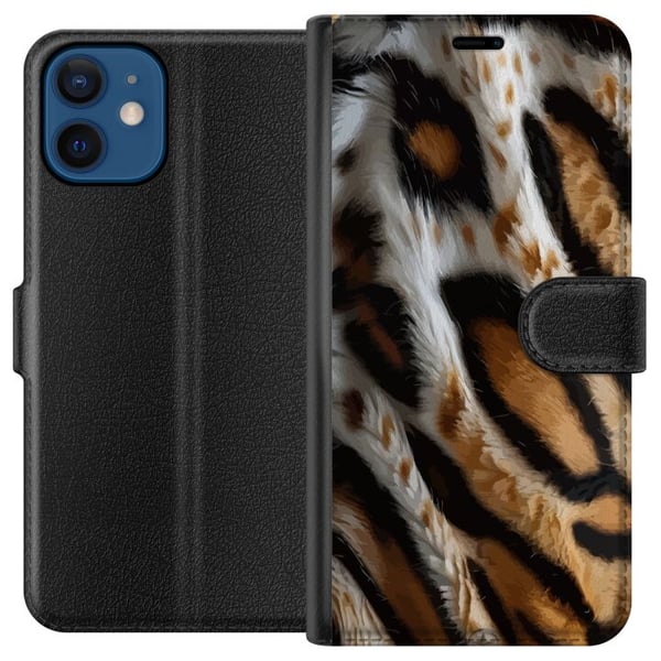 Kompatibel Tegnebogsetui til Apple iPhone 12 Tigerstribemønster safaridyr