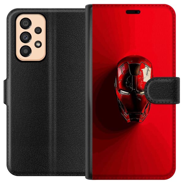 Yhteensopiva Lompakkokotelo Samsung Galaxy A33 5G Iron Man Marvel kypärä juliste Avengers Tony Stark naamio punainen supersankari retro sarjakuva kuv