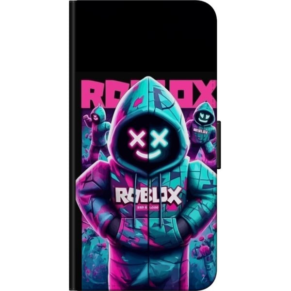 Kompatibelt Lommeboketui til Samsung Galaxy A03s Roblox Hoodie Legend Mystisk Roblox-figur i blå hettegenser med futuristisk neonlys