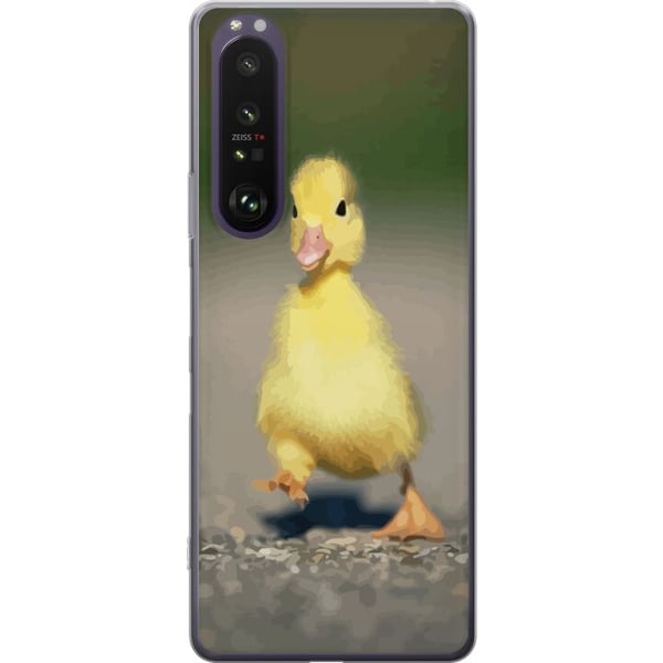 Kompatibel Mobilcover til Sony Xperia 1 III Gul ælling, der går på en vej, blød naturlig tone, sødt udtryk og charmerende forårsinspireret motiv