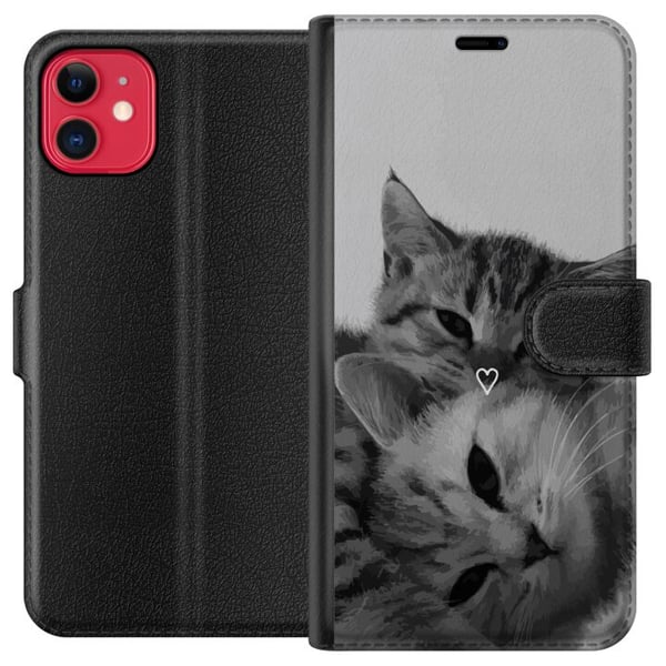 Kompatibelt Plånboksfodral till Apple iPhone 11 Katt Hjärta Kompatibelt Plånboksfodral till Apple iPhone 11 Katt Hjärta