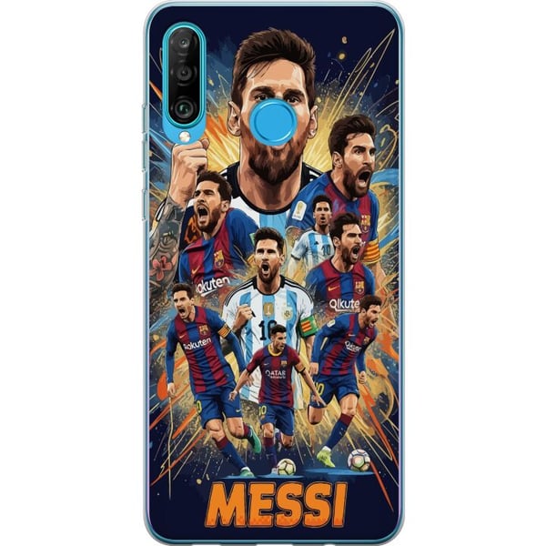 Kompatibelt Mobilskal till Huawei P30 lite Messi poster Argentina Barcelona fotboll legend GOAT World Cup number 10 soccer player retro art