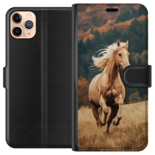 Kompatibelt Lommeboketui til Apple iPhone 11 Pro Max Elegant hest som løper over høstmarker med vakre farger og en følelse av natur, kraftfull og det