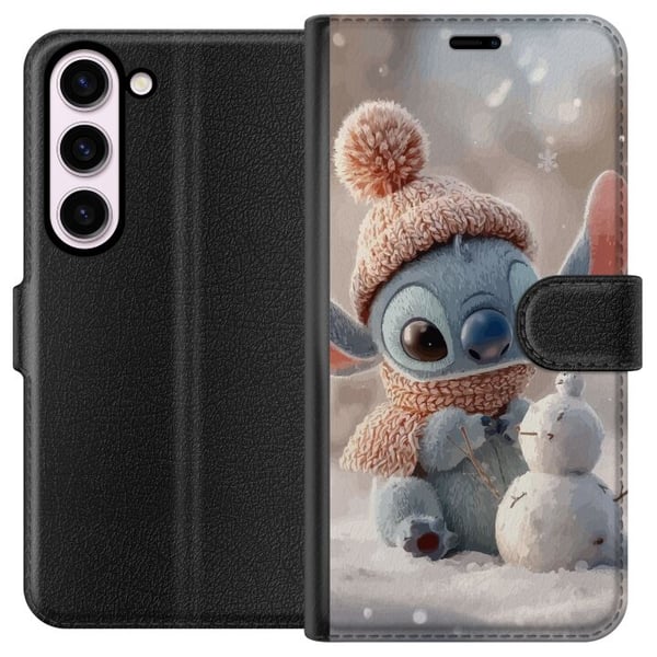 Kompatibel Tegnebogsetui til Samsung Galaxy S23 Stitch snemand vinter sød blå alien kawaii jul hyggelig sne sød ferie bedårende plakat