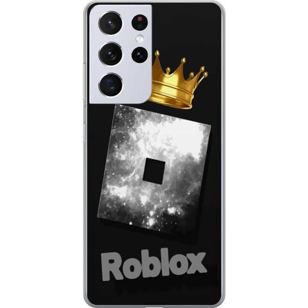 Kompatibelt Mobilskal till Samsung Galaxy S21 Ultra 5G Minimalistisk Roblox-symbol i svart och silver med gyllene krona och lyxig gamerestetik Kompatibelt Mobilskal till Samsung Galaxy S21 Ultra 5G Minimalistisk Roblox-symbol i svart och silver med gyllene krona och lyxig gamerestetik