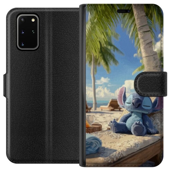 Kompatibelt Plånboksfodral till Samsung Galaxy S20+ Stitch Disney figur med tropisk strandmotiv