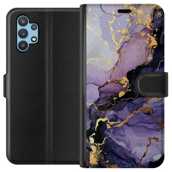Kompatibelt Plånboksfodral till Samsung Galaxy A32 5G Lila Marmor Kompatibelt Plånboksfodral till Samsung Galaxy A32 5G Lila Marmor
