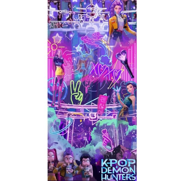 Kompatibel Tegnebogsetui til Apple iPhone 13 Pro Kpop dæmonjægere neonlys by lilla skær idolæstetik stemning