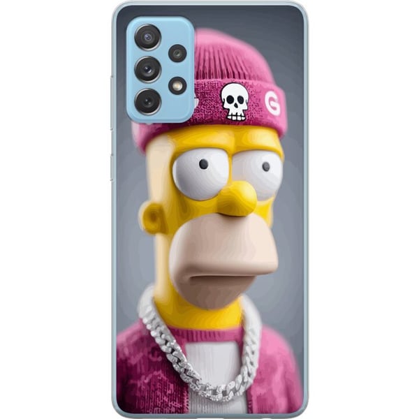 Kompatibelt Mobildeksel til Samsung Galaxy A52 5G Homer Simpson-inspirert figur med rosa lue, kjede og streetstil, perfekt for fans av The Simpsons o Kompatibelt Mobildeksel til Samsung Galaxy A52 5G Homer Simpson-inspirert figur med rosa lue, kjede og streetstil, perfekt for fans av The Simpsons o