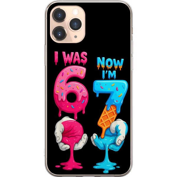 Kompatibelt Mobilskal till Apple iPhone 11 Pro Färgglad födelsedagsillustration med text I was 6 now I’m 7 smältande siffror lekfull barnvänlig desig