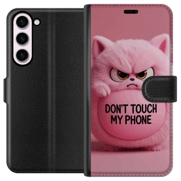 Kompatibel Tegnebogsetui til Samsung Galaxy S23+ Humoristisk lyserød kat med teksten Don’t Touch My Phone – et sjovt og trendy motiv, der passer perf Kompatibel Tegnebogsetui til Samsung Galaxy S23+ Humoristisk lyserød kat med teksten Don’t Touch My Phone – et sjovt og trendy motiv, der passer perf