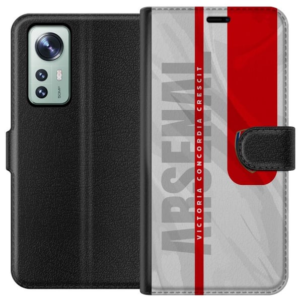 Kompatibel Tegnebogsetui til Xiaomi 12 Arsenal FC-våbenskjold fodboldklubplakat Gunners Premier League-logo rød hvid baggrund retrodesignkunst