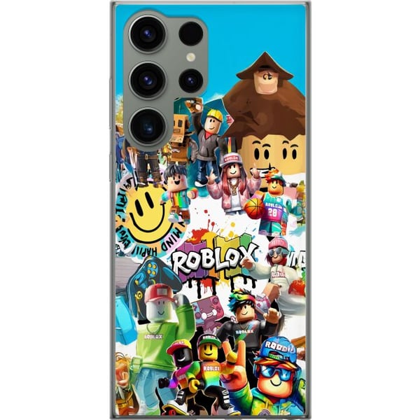 Kompatibel Mobilcover til Samsung Galaxy S23 Ultra Roblox Party farverigt motiv med spilfigurer og gamingenergi til alle fans