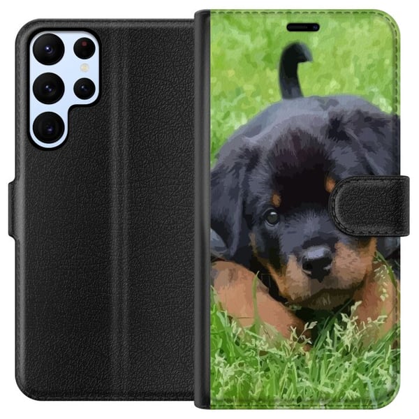 Yhteensopiva Lompakkokotelo Samsung Galaxy S22 Ultra 5G Rottweiler-pentu, jolla on suuret silmät, pehmeät värit ja selkeät yksityiskohdat, luonnon in