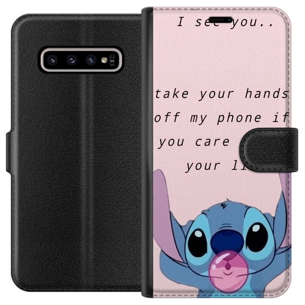 Kompatibelt Plånboksfodral till Samsung Galaxy S10+ Stitch Lycka till