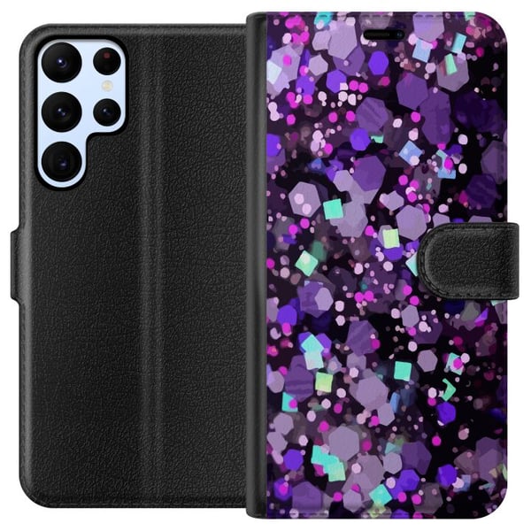 Yhteensopiva Lompakkokotelo Samsung Galaxy S22 Ultra 5G Violetti Kimalle