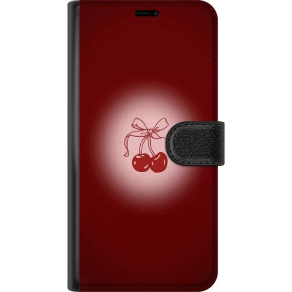 Kompatibelt Lommeboketui til Samsung Galaxy S8 Cherry Bow kirsebærdesign med sløyfe i romantisk retrostil, rød farge og vintagefølelse