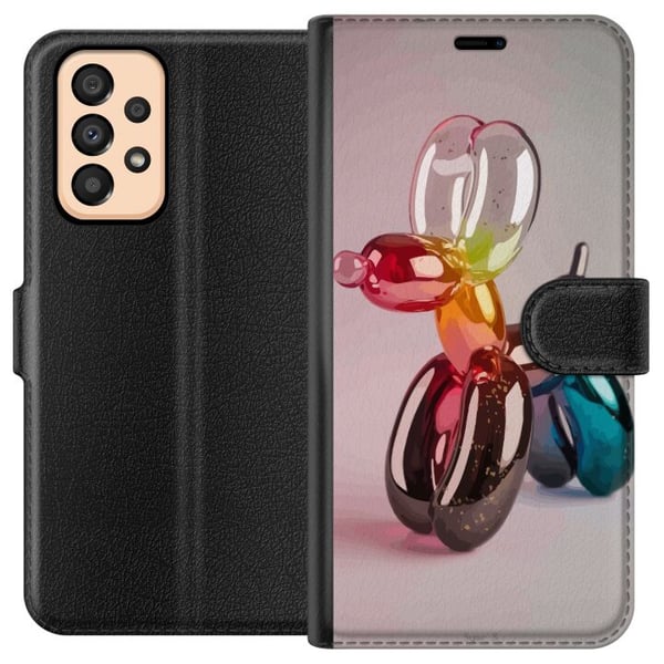 Kompatibel Tegnebogsetui til Samsung Galaxy A33 5G Balloon Pup farverig ballonhund i pop art-glasstil, regnbuefarver og moderne trendy design