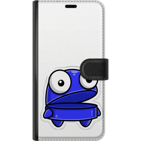 Kompatibelt Plånboksfodral till Samsung Galaxy A32 5G Blå cartoonfigur med öppet uttryck och stora ögon i rolig och lättsam illustration