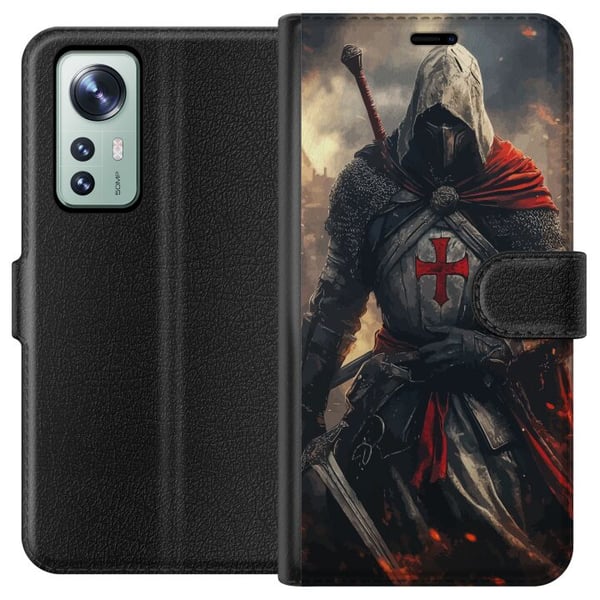 Yhteensopiva Lompakkokotelo Xiaomi 12 temppeliritari ristiritari ristiretkeläinen soturi keskiaikainen haarniska risti miekka fantasia taistelija jul