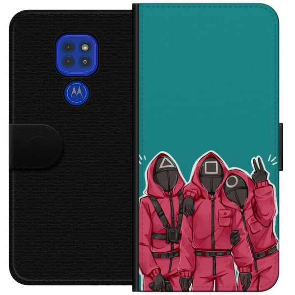 Kompatibel Tegnebogsetui til Motorola Moto G9 Play Squid Game Karaktärer Grafisk Design Seriefigurer Populär